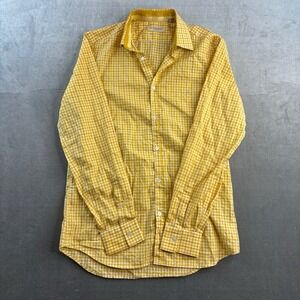 VTG Burberry London Yellow Gingham Button Up Shirt Tailored Men's 15.5 / 39